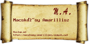 Macskásy Amarillisz névjegykártya